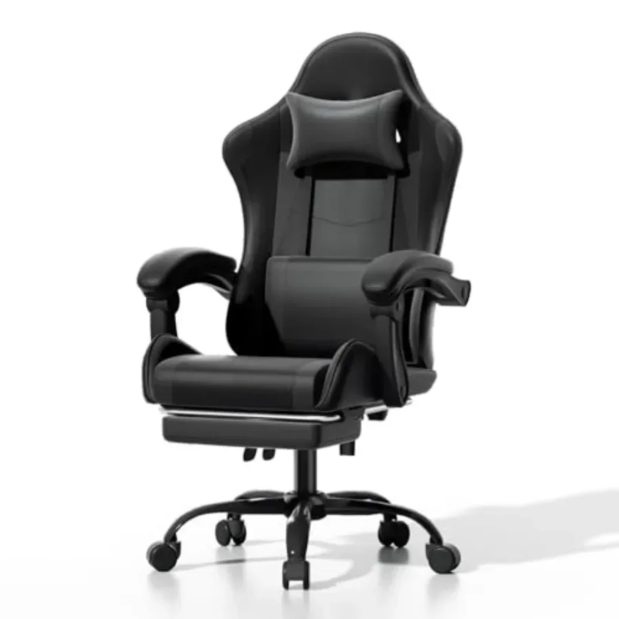 Ergonomic Office Chair - 인체공학적 디자인의 게이밍 의자로, 발 받침대가