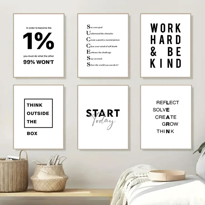 Home Office Room Inspiration - 1개 심플한 흑백 영감을 주는 명언