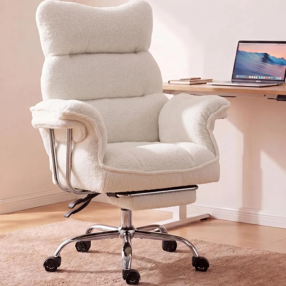 Ergonomic Office Chair - 두툼한 쿠션, 넓은 좌석, 팔걸이, 발
