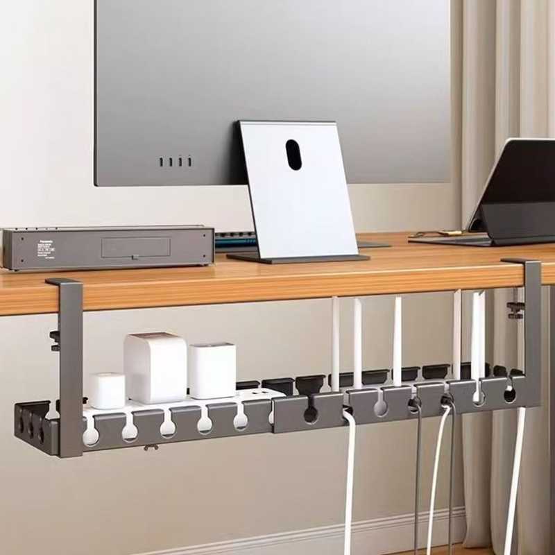 Home Office Work Table - 테이블 아래 케이블 정리함 펀칭 없음