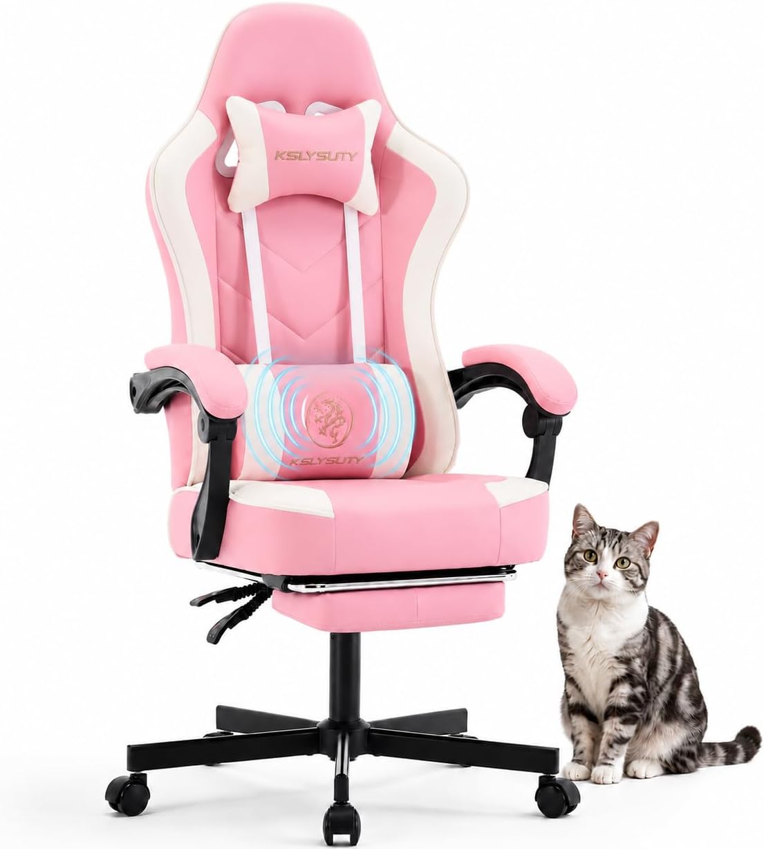 Ergonomic Office Chair - 인체공학적 하이백 게이밍 의자 (발받침대, 요추