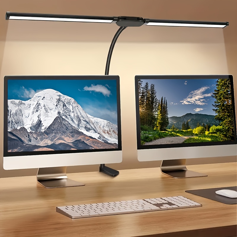 Home Office Work Table - 클램프형 듀얼 헤드 LED 데스크 램프,