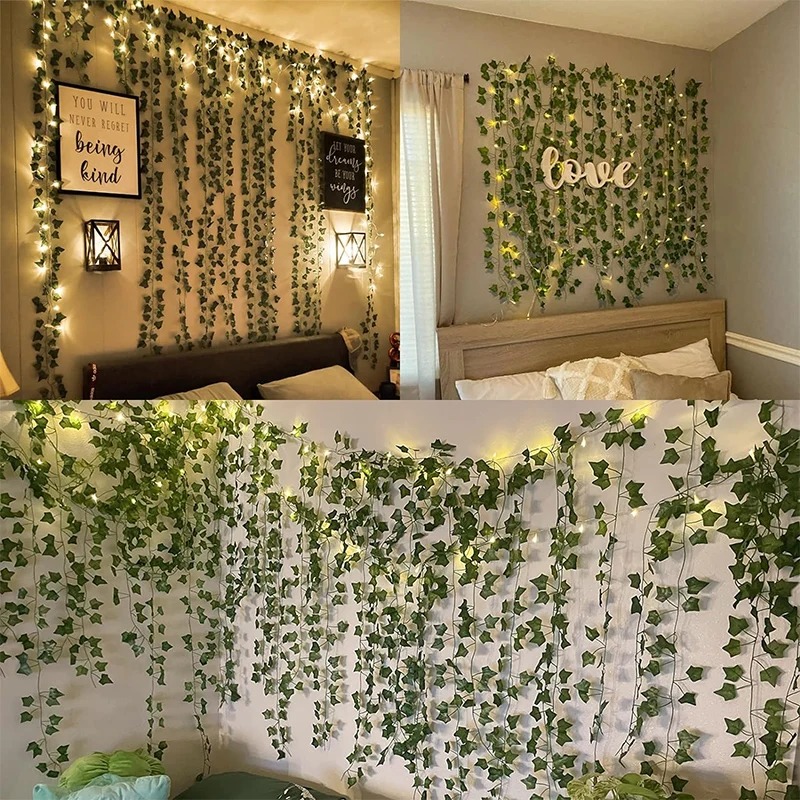 녹색 아이비 210cm LED 가벼운 문자열 잎 인공  - Home Office Layout 리뷰 및 가격