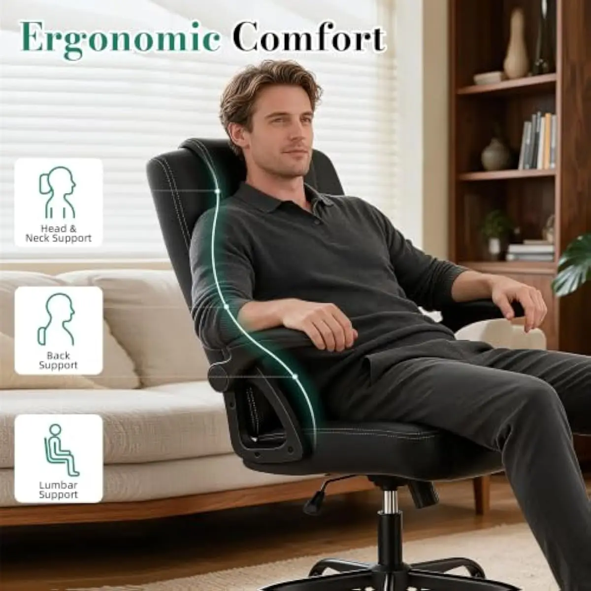 360도 회전이 가능한 베이스와 최대 125도까지 조절 - Ergonomic Office Chair 리뷰 및 가격