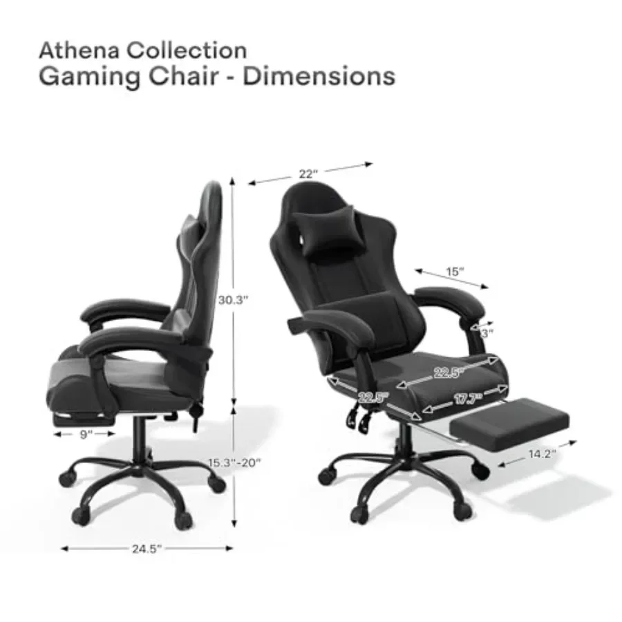 인체공학적 디자인의 게이밍 의자로, 발 받침대가 있어  - Ergonomic Office Chair 리뷰 및 가격