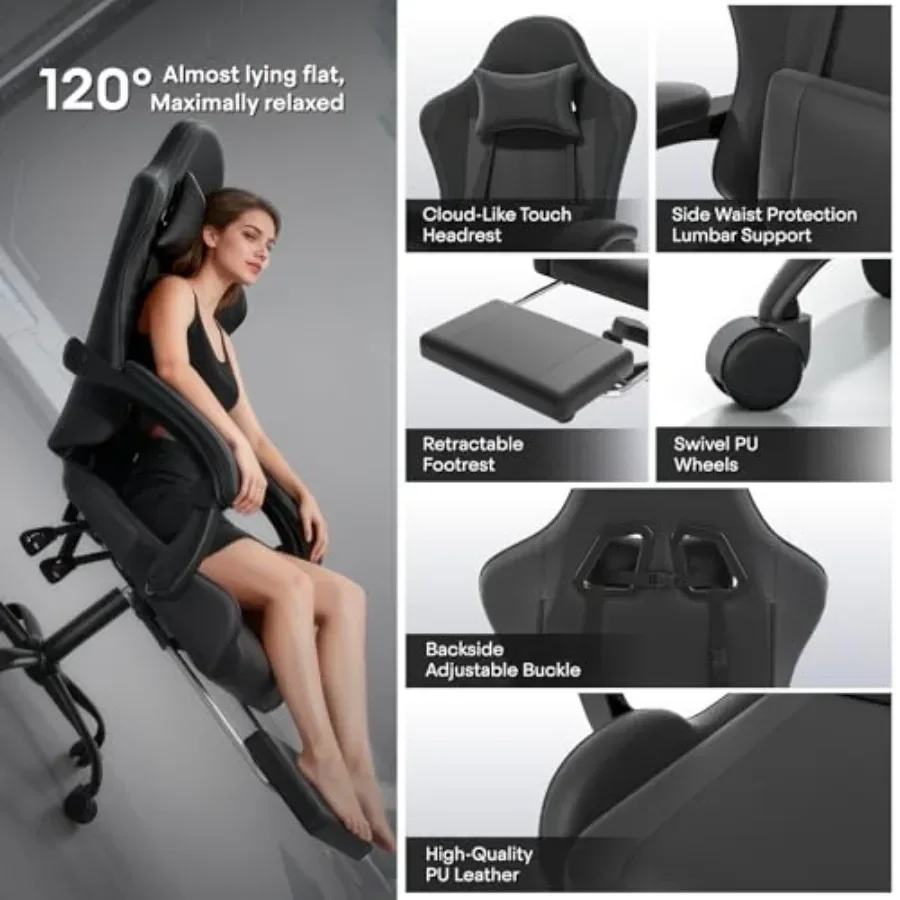 인체공학적 디자인의 게이밍 의자로, 발 받침대가 있어  - Ergonomic Office Chair 리뷰 및 가격