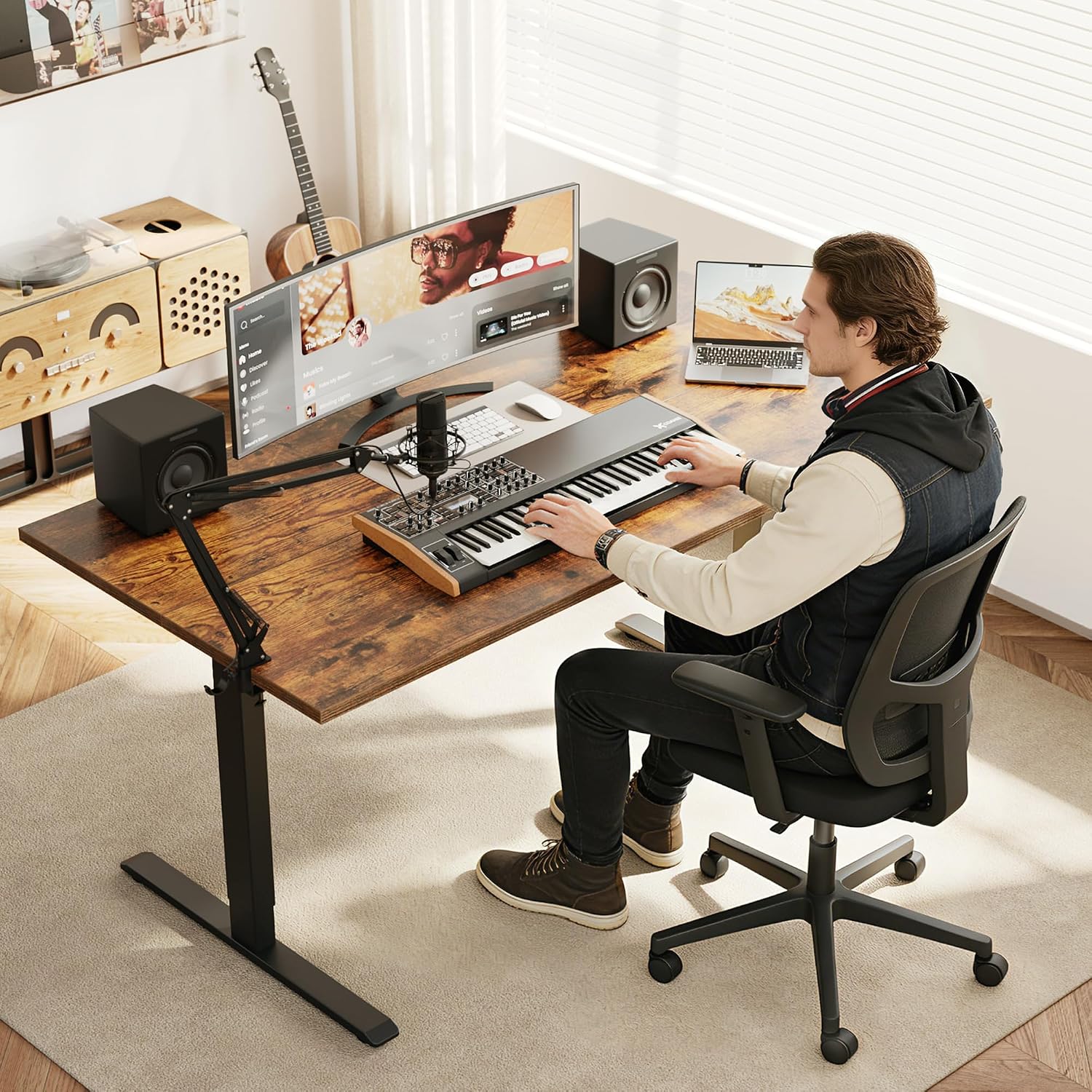 전동식 스탠딩 데스크, 55 x 28인치 높이 조절 책 - Home Office Work Table 리뷰 및 가격