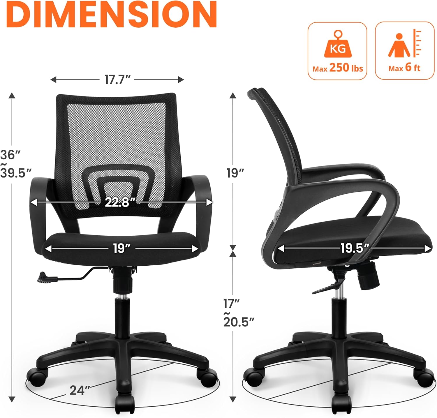 인체공학적 메쉬 사무용 의자, 요추 지지대, 높이 조절 - Ergonomic Office Chair 리뷰 및 가격