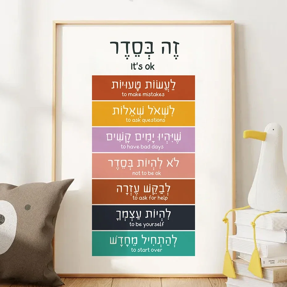 히브리어와 영어로 된 격려 문구가 담긴 벽 장식, 어린 - Home Office Room Inspiration 리뷰 및 가격