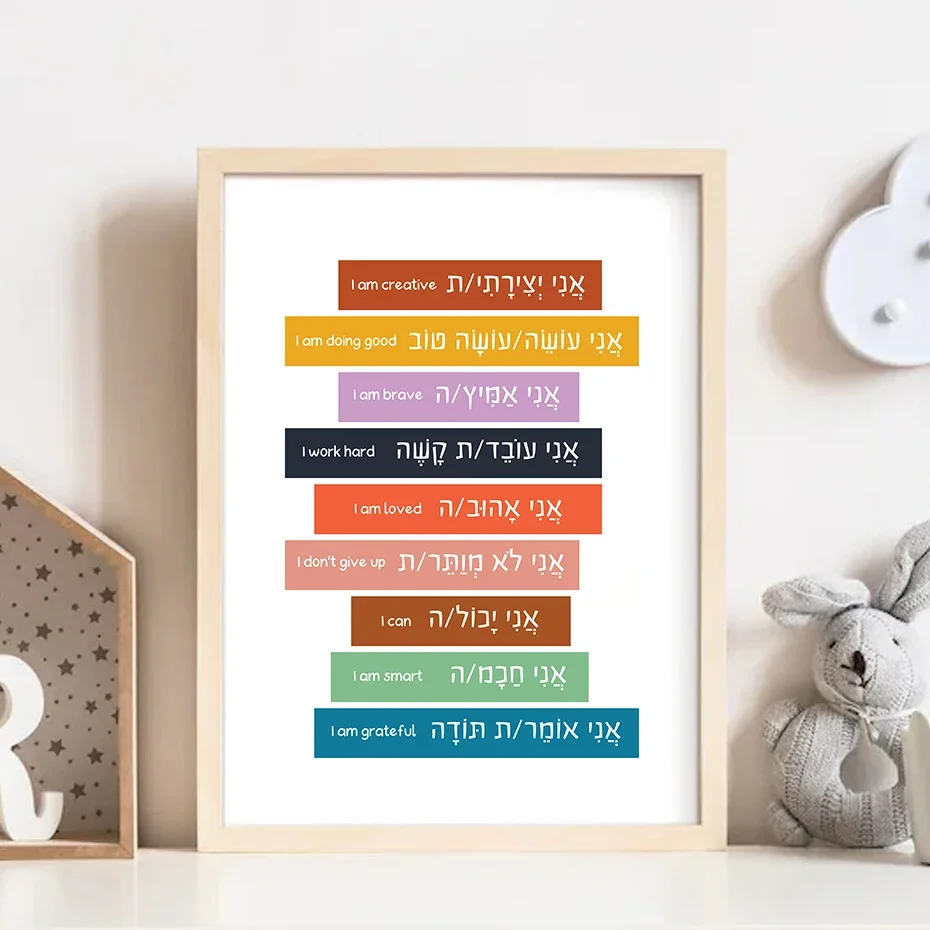 히브리어와 영어로 된 격려 문구가 담긴 벽 장식, 어린 - Home Office Room Inspiration 리뷰 및 가격