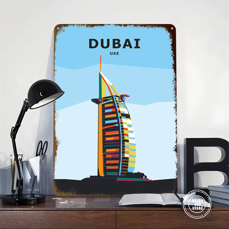 두바이 여행 틴플레이트 포스터 맞춤형 벽 장식 빈티지  - Home Office Dubai 리뷰 및 가격