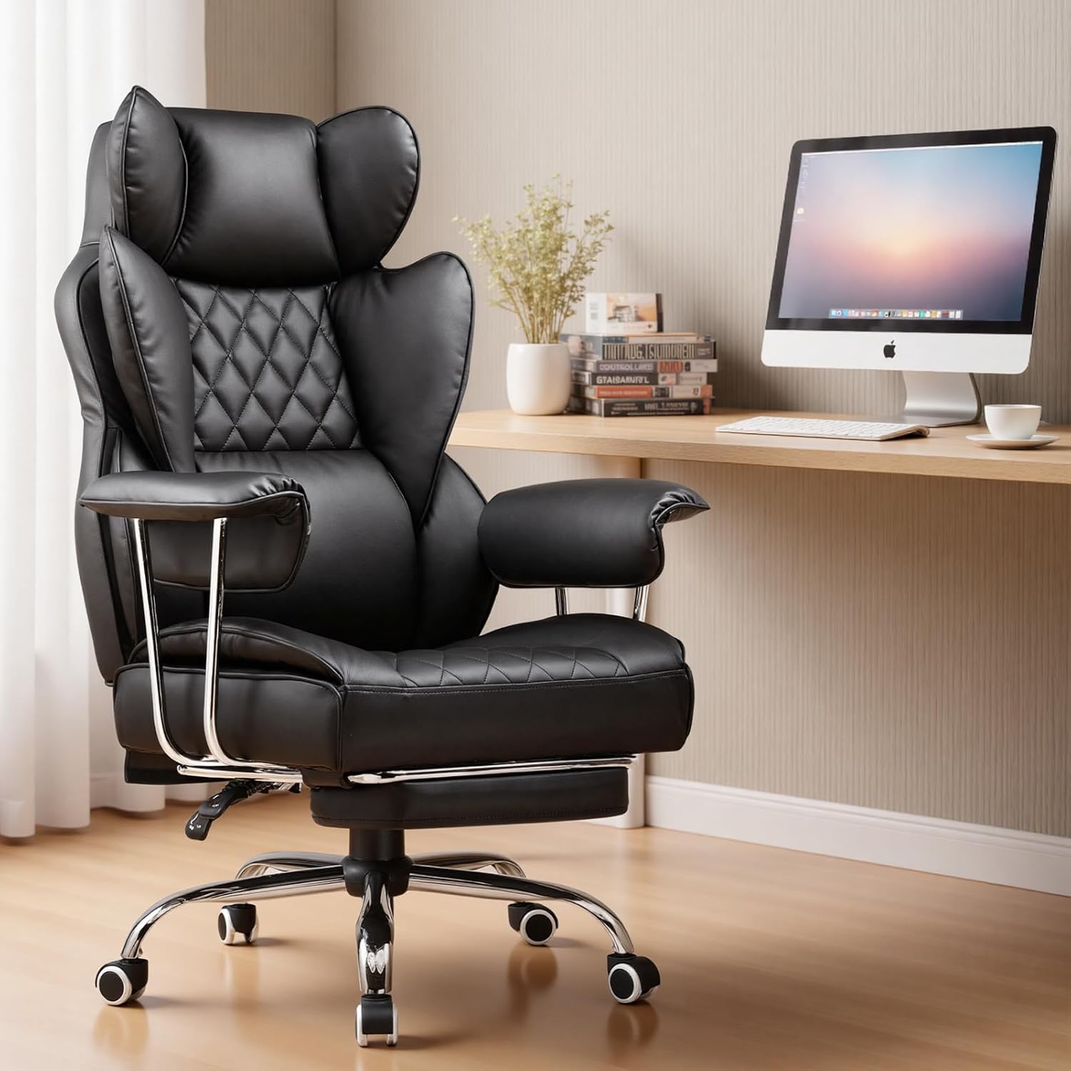 발받침대가 있는 크고 키 큰 사무용 의자, 하이백 가죽 - Ergonomic Office Chair 리뷰 및 가격
