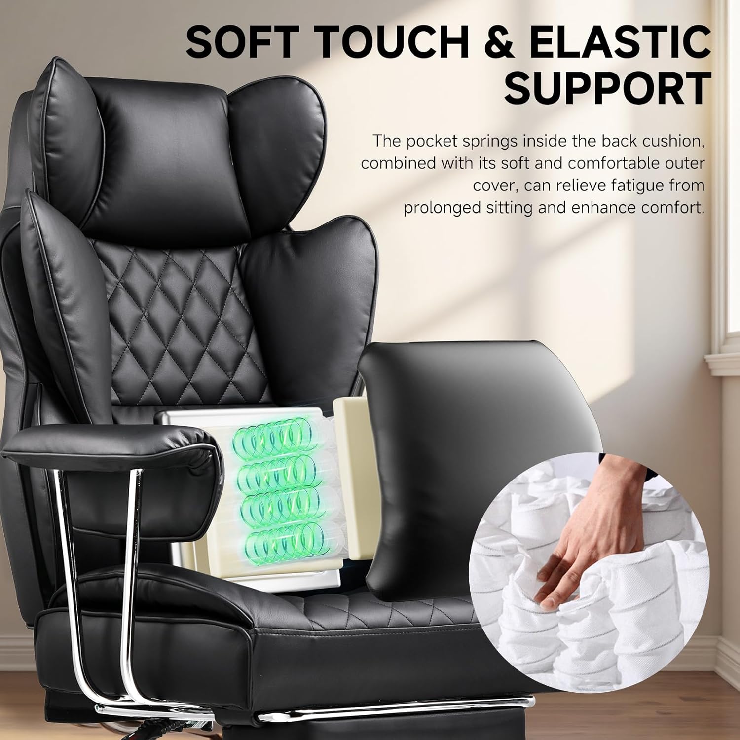 발받침대가 있는 크고 키 큰 사무용 의자, 하이백 가죽 - Ergonomic Office Chair 리뷰 및 가격