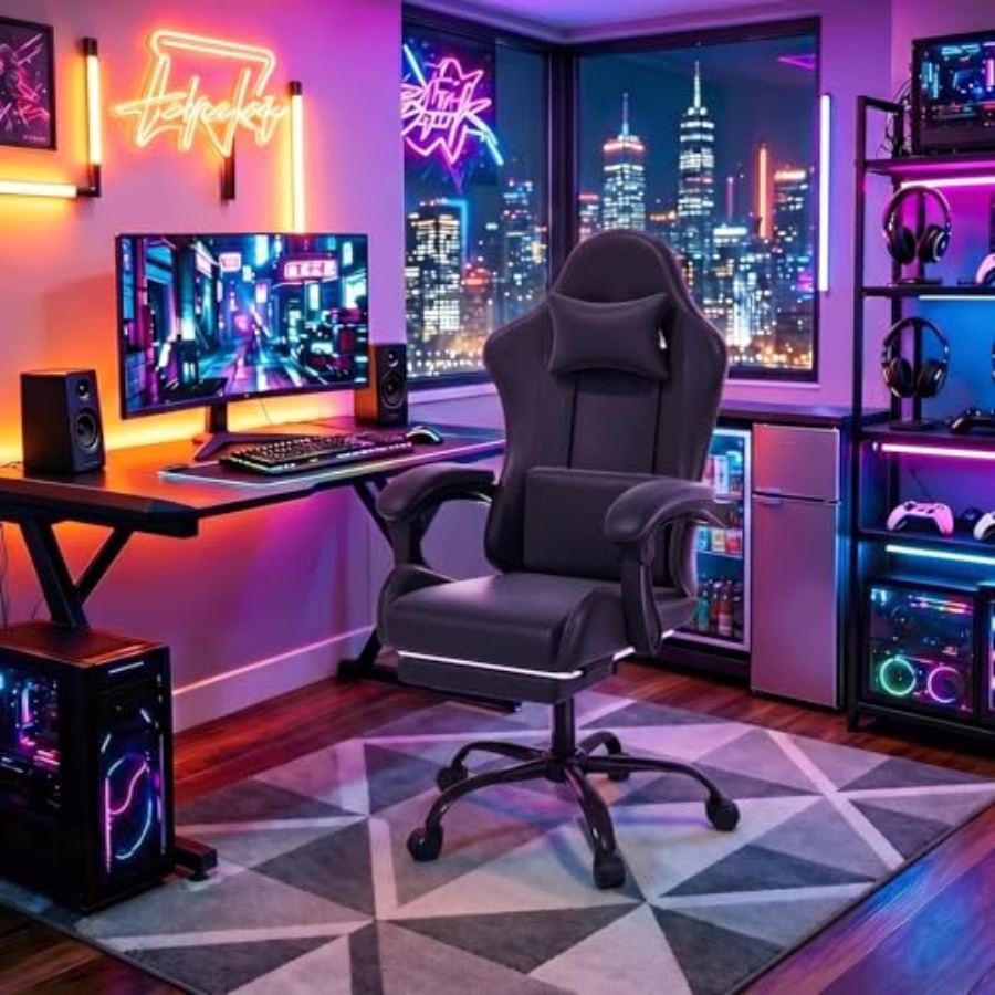 홈 오피스용 게이밍 의자, PU 가죽, 블랙, 인체공학 - Ergonomic Office Chair 리뷰 및 가격